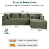 Behost 105" Modular Sectional Sofa for Living Room, L Shaped Cloud Couch, No Assembly Required, Green