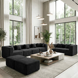 BEHOST 130" 8-Piece Modular Sectional Sofa with Ottomans, U-Shaped Pit Couch for Living Room, Modern Teddy Fabric Cloud Couch Set, Large Sleeper Sofa with Deep Seats, Classic Black