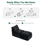 BEHOST Modular Sectional Sofa, Velvet Cloud Sleeper Couch with Ottoman & Extra Deep Seats, Compact Sofa Bed for Living Room & Small Spaces, Dark Gray