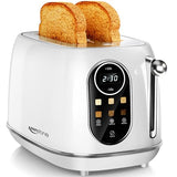 Keenstone 2 Slice Touchscreen Toaster - Stainless Steel Toaster with Wide Slot, 6 Shade Settings, Bagel Function, Removable Crumb Tray - Black