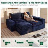 BEHOST 4-Piece 102" L-Shaped Modular Sectional Sofa, Velvet Cloud Sleeper Couch with 2 Movable Ottomans, Deep Seat Living Room Furniture Set,Navy Blue