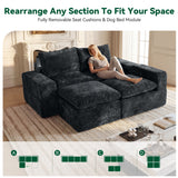 BEHOST 4-Piece 102" L-Shaped Modular Sectional Sofa, Velvet Cloud Sleeper Couch with 2 Movable Ottomans, Deep Seat Living Room Furniture Set,Dark Gray