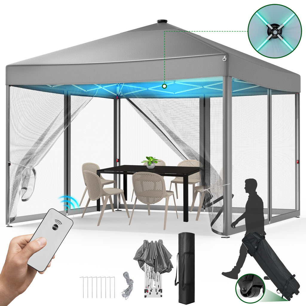 light canopy tent Vecukty 10x10ft Pop Up Canopy Tent with Removable Mesh Mosquito Sidewa – Keenstone.com