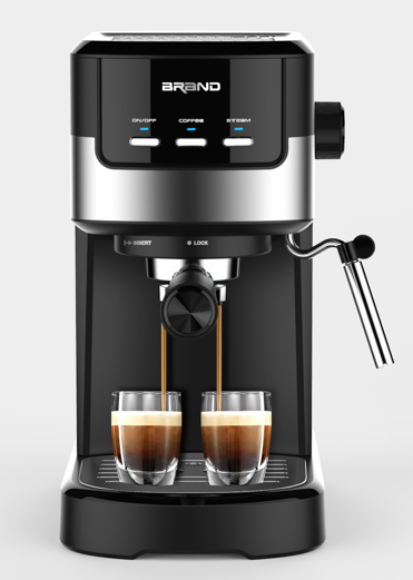 Espresso Machine with Milk Frother, 15 Bar Compact Coffee Machine Stainless Steel Espresso Maker for Cappuccino, Latte