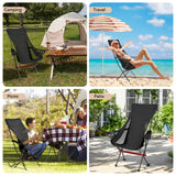 Ultralight High Back Camping Chair, Lightweight Folding Chairs with Headrest, Portable Compact for Outdoor Camp, Hiking, Picnic, Backpacking