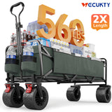 Vecukty 51.2" Large Collapsible Folding Wagon Cart, 560 lbs Load Capacity, Heavy-Duty Steel Frame & Oversized Wheels for Grocery Shopping, Camping, Sports, Moving – Gray