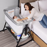 SACVON Bedside Bassinet Sleeper with Storage Basket & Wheels, Portable Crib for Baby, Gray Brand: SACVON
