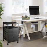 MONVANE File Cabinet with 2 Drawers for A4 Letter Size for Home Office, Mobile Printer Stand with Storage, Black