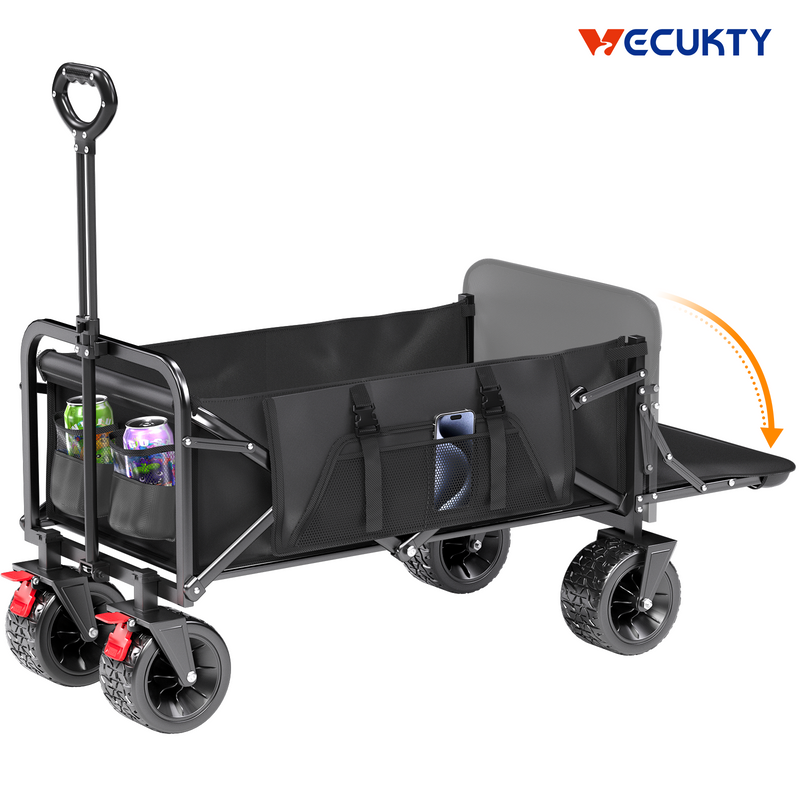 Collapsible Camping Garden Wagon for 10x20ft Canopy, All-Terrain Tank Wheels for Camping, Sports, Shopping, Beach, Support Up to 330lbs