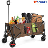 Gathered Collapsible Camping Wagon, Vecukty Portable Foldable Cart, Heavy Duty Folding Utility Grocery Wagon with 150lbs, for Shopping,Sports,Fishing,Beach,Garden,Red