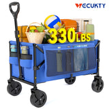 Vecukty Collapsible Wagon Cart , Portable Multifunctional Camping Cart for Camping, Beach, Picnic, Shopping, Blue