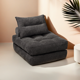 3 in 1 Folding Sofa Bed, Convertible Sleeper Chair for Living Room & Bedroom, Comfort Teddy-fleece, Grey, Single Size