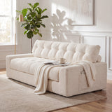 BEHOST 75.6" 3 Seater Sofa Couch for Living Room, Boneless Couch with Extra Deep Seats, Cloud Sofa with Upholstered 2 Pillows & Side Storage, Beige