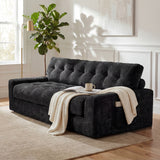 BEHOST 75.6" 3 Seater Sofa Couch for Living Room, Boneless Couch with Extra Deep Seats, Cloud Sofa with Upholstered 2 Pillows & Side Storage, Black