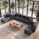 BEHOST 130" 8-Piece Modular Sectional Sofa with Ottomans, U-Shaped Pit Couch for Living Room, Modern Chenille Fabric Cloud Couch Set, Large Sleeper Sofa with Deep Seats, Dark Gray