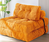 Folding Sofa Bed, 86" Convertible Sleeper Chair with Pillow for Living Room & Bedroom, Yellow
