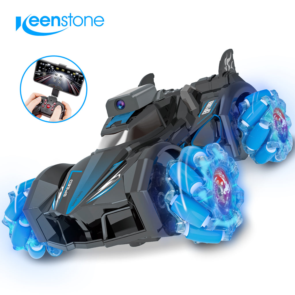 RC Stunt Car with 5G HD 1080P FPV Camera, 2.4Ghz Remote Control Car ,Electric Carrier Vehicle Monster Trucks for Kids Adults,Blue