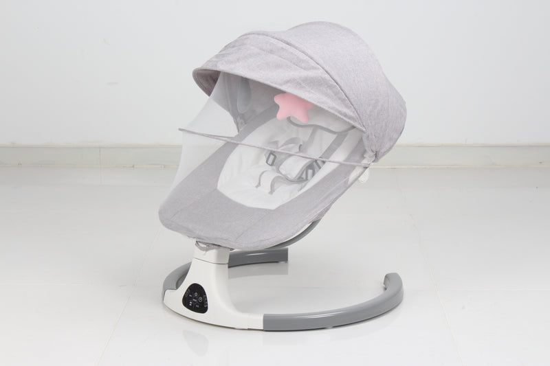 SACVON Bluetooth Baby Swing for Infants to Toddlers, 5-Speed Electric Rocker with Music, Timer, Remote & Safety Harness, 0–6 Months, Gray