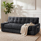 BEHOST 75.6" 3 Seater Sofa Couch for Living Room, Boneless Couch with Extra Deep Seats, Cloud Sofa with Upholstered 2 Pillows & Side Storage, Black