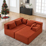 Behost 105" Modular Sectional Sofa for Living Room, Corduroy Cloud Couch for Adults, Red