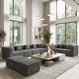 BEHOST 130" 8-Piece Modular Sectional Sofa, Boneless Cloud Couch with Extra Deep Seats, Washable Chenille Sofa Set for Living Room, Chenille Dark Gray