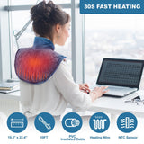 Keenstone Wearable Weighted Heating Pad for Neck and Shoulders Blue , 2.2lb Large Electric Heated Neck Shoulder Wrap for Warmth and Comfort - 19.3"x22.4"