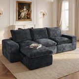 BEHOST 4-Piece 102" L-Shaped Modular Sectional Sofa, Velvet Cloud Sleeper Couch with 2 Movable Ottomans, Deep Seat Living Room Furniture Set,Dark Gray