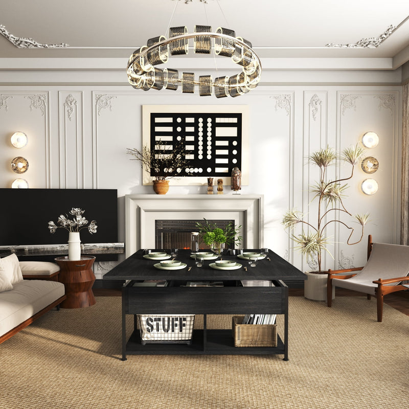 MONVANE 40" Lift Top Coffee Table with Storage for Living Room, Black