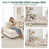 BEHOST 86" 2 Pack Large Futon Sofa Bed for Adults, 3-in-1 Convertible Folding Chair Bed Sleeper Chair, Beige
