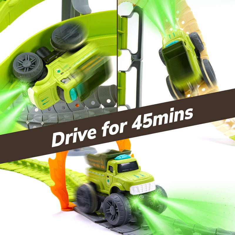 Electric Racing Tracks for Boys and Kids, Race Car Track Sets Gift Toys for Children Over 5+,Green