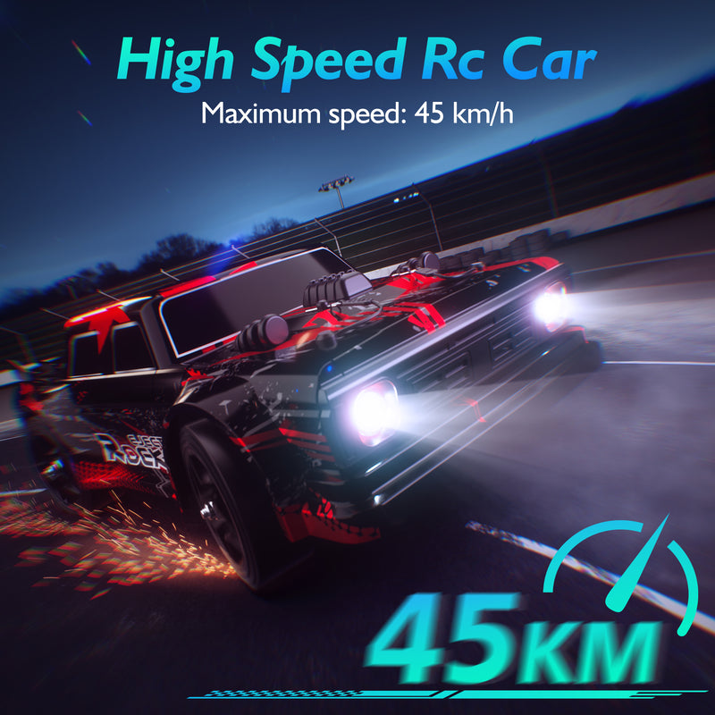 Vecukty 1:16 RC Racing Drifting Car, High Speed Remote Control Cars with LED Lights & Spray, Extra Drifting Tires Racing Vehicle Toys Birthday Gifts for Boys & Girls Aged 6-18 Years