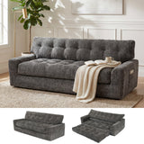BEHOST 75.6" 3 Seater Sofa Couch for Living Room, Boneless Couch with Extra Deep Seats, Cloud Sofa with Upholstered 2 Pillows & Side Storage, Gray