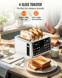 Keenstone Toaster 4 Slice, Digital Smart Toaster with TouchScreen, Dual Control Panel, Single Slot Toasting, Timer, Reheat & Defrost for Bagels, Bread, Waffles, Stainless Steel Kitchen Essentials