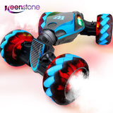 RC Stunt Snake Monster, Keenstone Giant Wheel Remote Control Toy Truck Car with High-Speed Climbing and Colorful Gradient Lights with Music,Blue