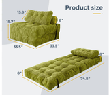 Folding Sofa Bed, 86" Convertible Sleeper Chair with Pillow for Living Room & Bedroom, Green