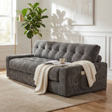BEHOST 75.6" 3 Seater Sofa Couch for Living Room, Boneless Couch with Extra Deep Seats, Cloud Sofa with Upholstered 2 Pillows & Side Storage, Gray
