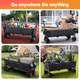 Vecukty 51.2" Large Collapsible Folding Wagon Cart, 560 lbs Load Capacity, Heavy-Duty Steel Frame & Oversized Wheels for Grocery Shopping, Camping, Sports, Moving – Black