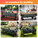 Vecukty 51.2" Large Collapsible Folding Wagon Cart, 560 lbs Load Capacity, Heavy-Duty Steel Frame & Oversized Wheels for Grocery Shopping, Camping, Sports, Moving – Gray