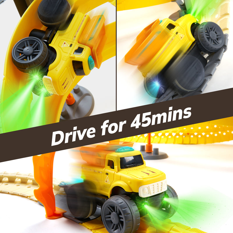 Electric Racing Tracks for Boys and Kids, Race Car Track Sets Gift Toys for Children Over 5+,Yellow