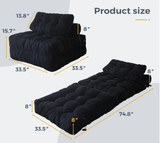 Folding Sofa Bed, 78" Convertible Sleeper Chair with Pillow for Living Room & Bedroom, Black