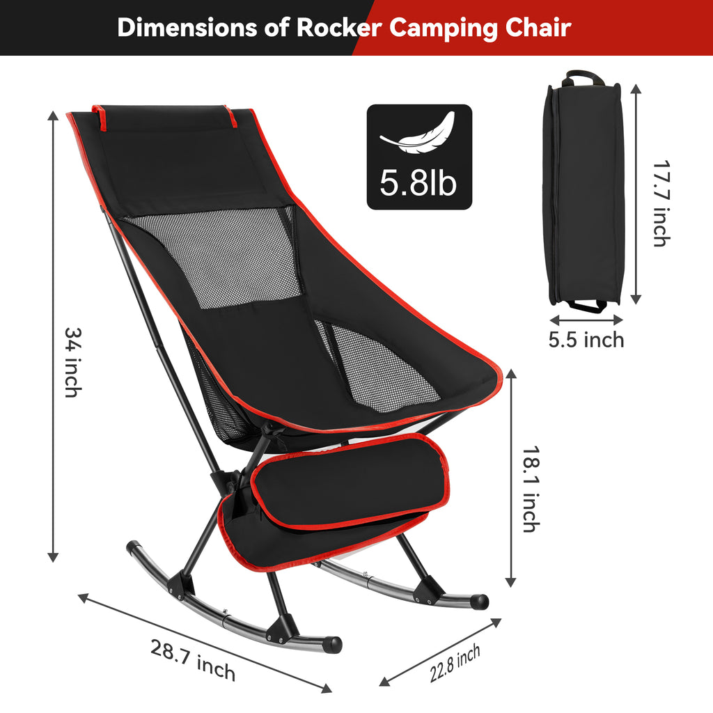 Camping Chair, VECUKTY High Back Rocking Chair 240 lbs Capacity, Compa ...