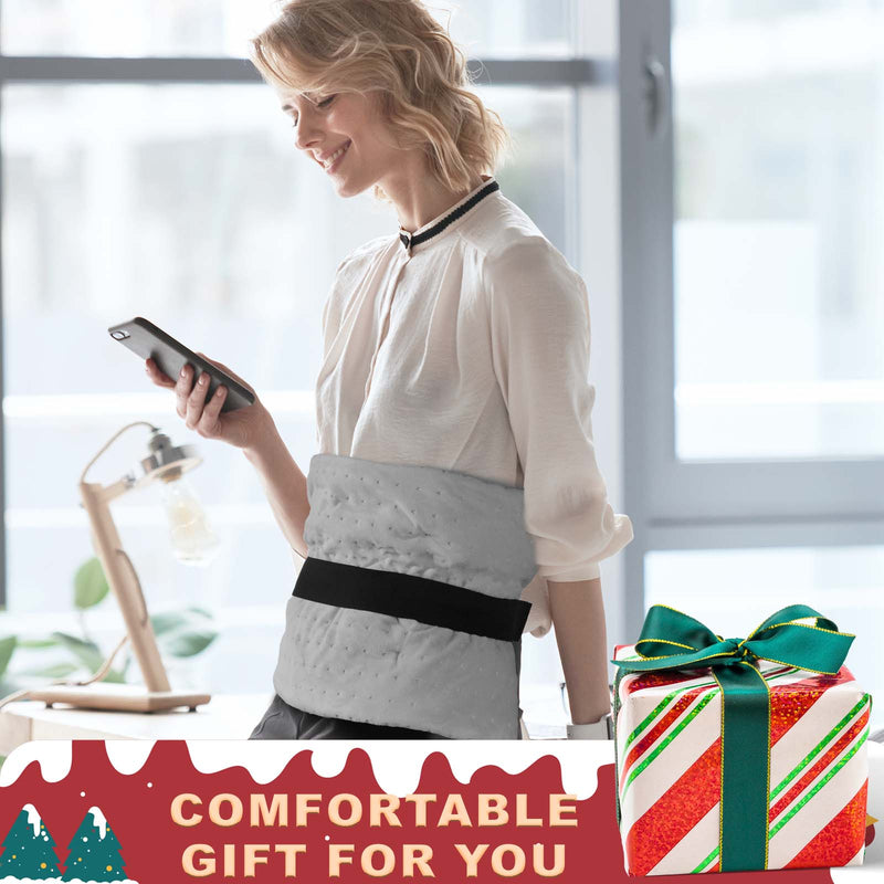Keenstone Weighted Heating Pad with Massage for Back Pain & Cramps Relief, 5 Heating Levels and 4 Time Settings 12"×24" - Gray