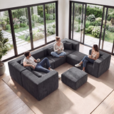 BEHOST 130" 8-Piece Modular Sectional Sofa with Ottomans, U-Shaped Pit Couch for Living Room, Modern Chenille Fabric Cloud Couch Set, Large Sleeper Sofa with Deep Seats, Dark Gray