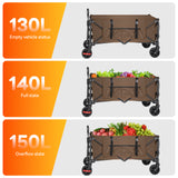 Gathered Collapsible Camping Wagon, Vecukty Portable Foldable Cart, Heavy Duty Folding Utility Grocery Wagon with 150lbs, for Shopping,Sports,Fishing,Beach,Garden,Red