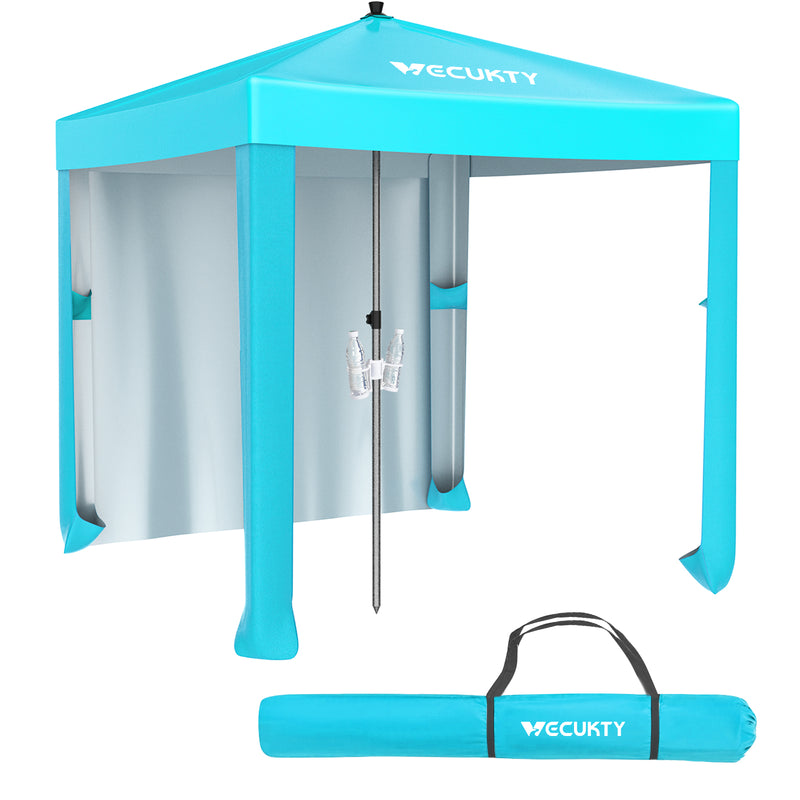 Beach Cabana with Changing Room - Easy to Set Up Canopy, Waterproof, Portable 6' x 6' Beach Shelter, Included Side Wall, Shade with UPF 50+ UV Protection for Kids, Family & Friends-Green