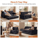 BEHOST 75.6" 3 Seater Sofa Couch for Living Room, Boneless Couch with Extra Deep Seats, Cloud Sofa with Upholstered 2 Pillows & Side Storage, Black