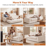 BEHOST 75.6" 3 Seater Sofa Couch for Living Room, Boneless Couch with Extra Deep Seats, Cloud Sofa with Upholstered 2 Pillows & Side Storage, Beige