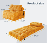 Folding Sofa Bed, 86" Convertible Sleeper Chair with Pillow for Living Room & Bedroom, Yellow