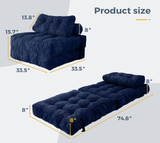 Folding Sofa Bed, 78" Convertible Sleeper Chair with Pillow for Living Room & Bedroom, Blue