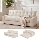 BEHOST 75.6" 3 Seater Sofa Couch for Living Room, Boneless Couch with Extra Deep Seats, Cloud Sofa with Upholstered 2 Pillows & Side Storage, Beige
